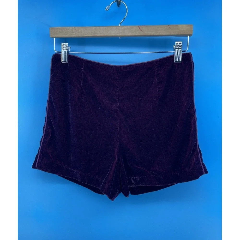 Free People Women's Velvet Shorts Purple Plum Size 6 High Rise Back Zip